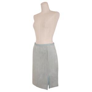 Vintage Paolo Santini Perforated Suede Leather Skirt Blue